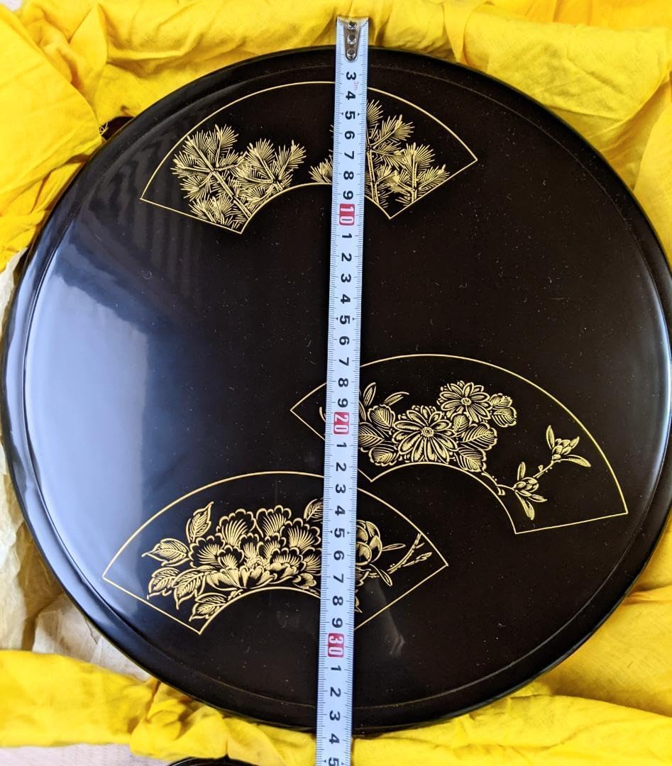 【輪島塗】茶櫃と茶托五客　輪島屋本店　極上本堅地　扇子　金蒔絵 輪島塗】茶櫃と茶托五客輪島屋本店極上本堅地扇子金蒔絵